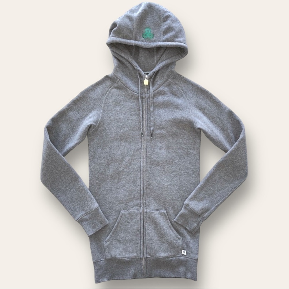 Aritzia TNA Grey Hoodie Fleece Lined Hooded Sweater Full Zip